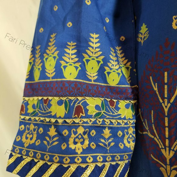 Tawakkal Pakistani Indian Lawn Gold Print Kurti Tunic Kameez Kurta Branded S/38 - Picture 6 of 8